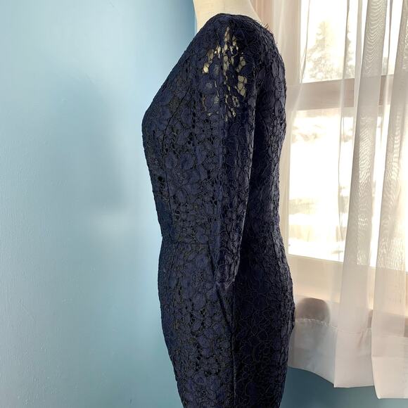 Anthropologie Elevenses Navy Lace Jumpsuit Size 2 - Picture 4 of 11